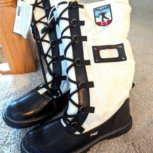 Pajar Black and White Lace-Up Winter Boots Women Size 7.5